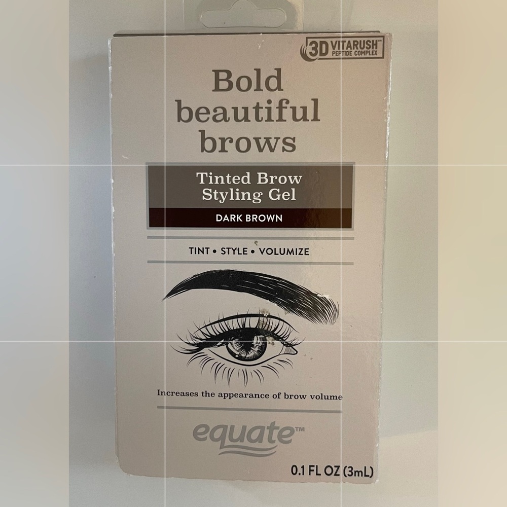 Equate Bold Beautiful Brows Tinted Brow Styling Gel, Dark Brown